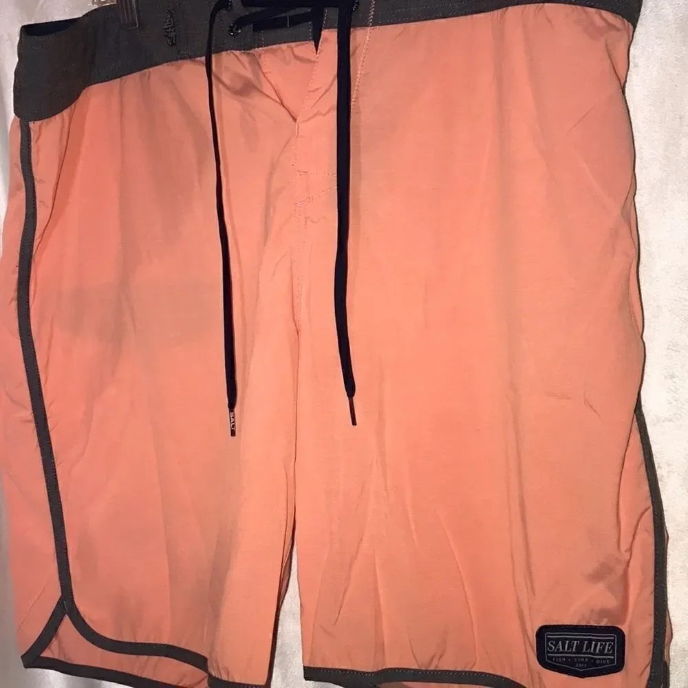 Salt Life Men's Vapor‎ Short Drawstring Waist Orange Boardshort Size 36